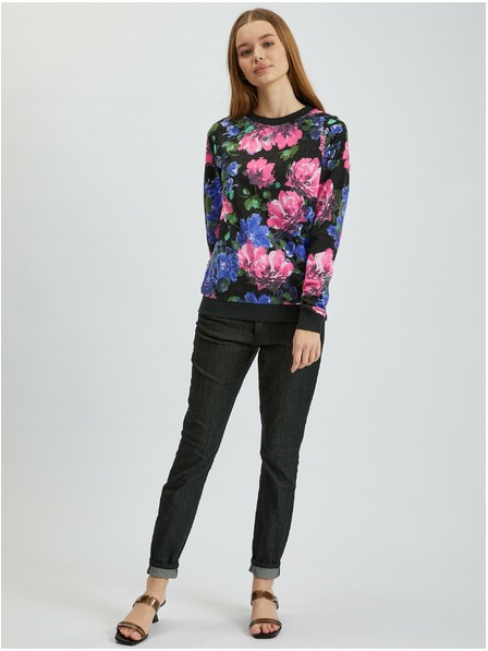 Orsay Růžovo-černá dámská květovaná mikina ORSAY