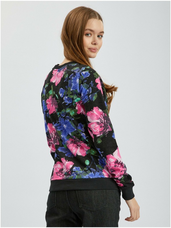 Orsay Růžovo-černá dámská květovaná mikina ORSAY