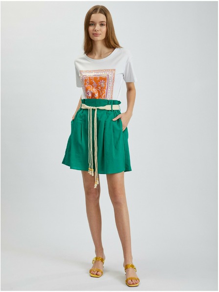 Orsay Zelené dámské lněné kraťasy ORSAY