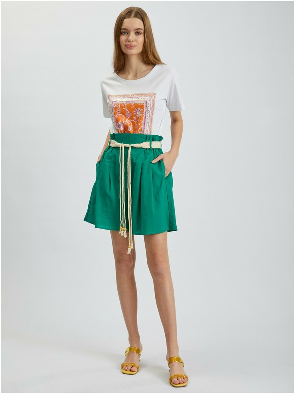 Orsay Zelené dámské lněné kraťasy ORSAY