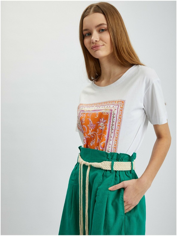 Orsay Zelené dámské lněné kraťasy ORSAY