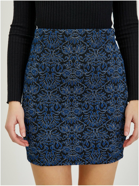 Orsay Tmavě modrá dámská vzorovaná mini sukně ORSAY