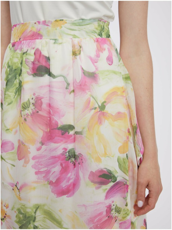 Orsay Růžovo-bílá dámská květovaná midi sukně ORSAY