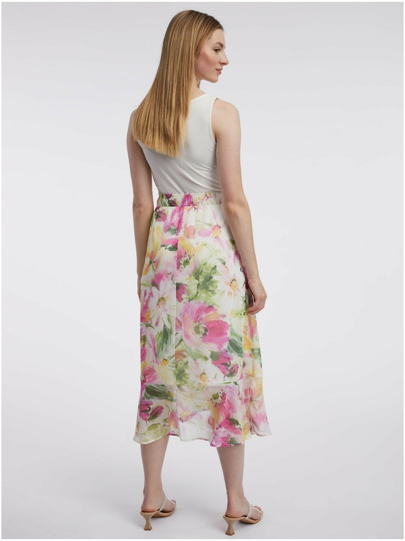 Orsay Růžovo-bílá dámská květovaná midi sukně ORSAY