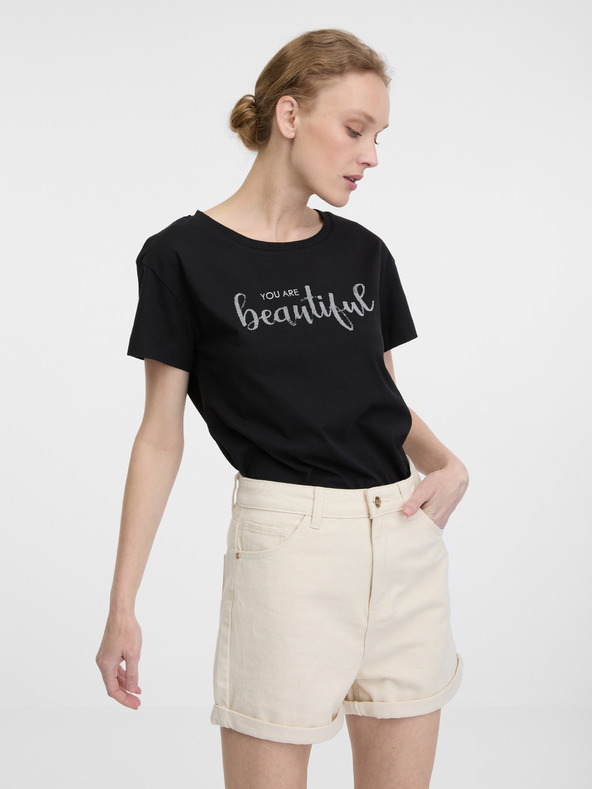 Orsay Černé dámské tričko s krátkým rukávem ORSAY