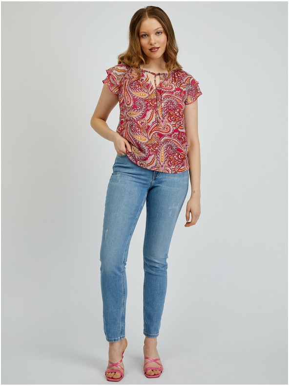 Orsay Červeno-růžová dámská vzorovaná halenka ORSAY