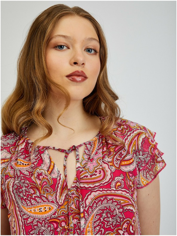 Orsay Červeno-růžová dámská vzorovaná halenka ORSAY