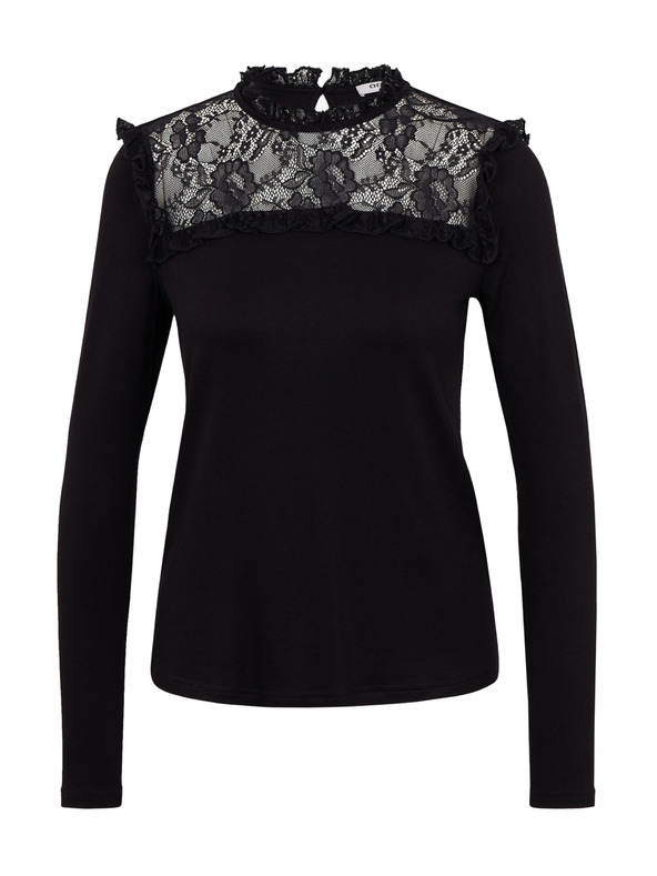 Orsay Černé dámské tričko s krajkovým detailem ORSAY