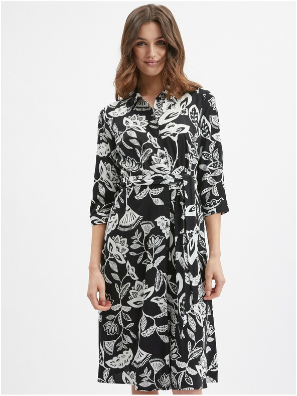 Orsay Černé dámské květované šaty ORSAY