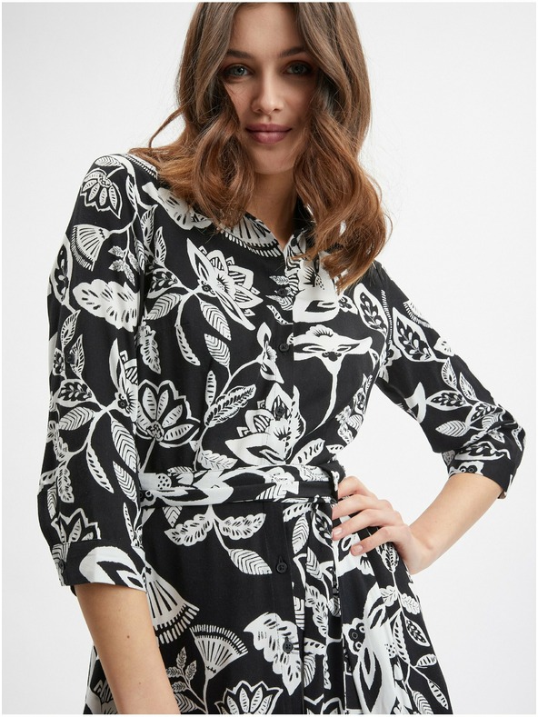 Orsay Černé dámské květované šaty ORSAY