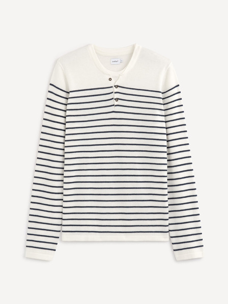 Celio Modro-bílý pánský pruhovaný svetr Celio