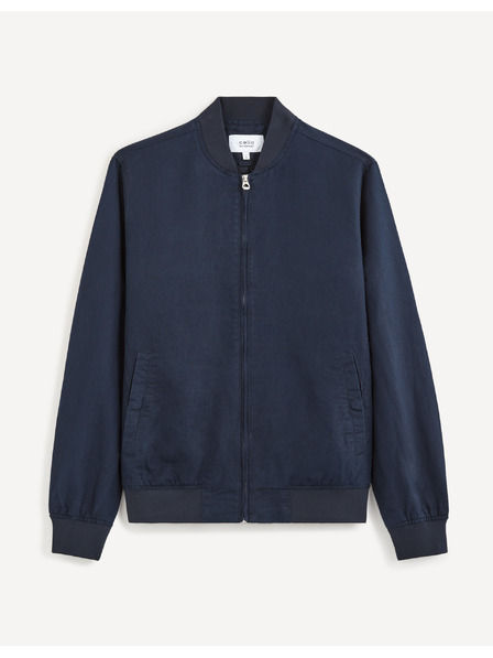 Celio Tmavě modrá pánská lněná bunda Celio Bulin10