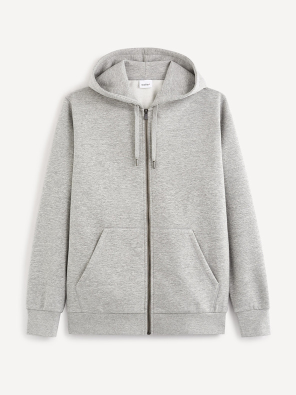 Celio Světle šedá basic mikina s kapucí Celio Vethree