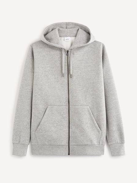 Celio Světle šedá basic mikina s kapucí Celio Vethree