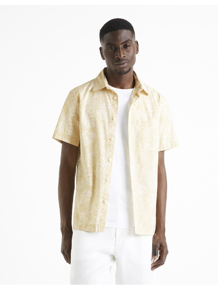 Celio Béžová pánská vzorovaná košile Celio Daprinti