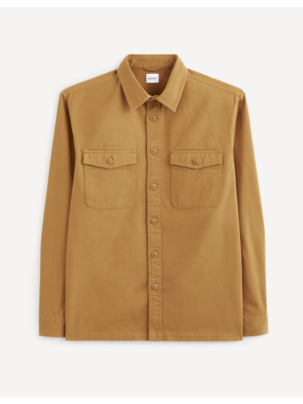 Celio Horčicová pánská košile s kapsami Celio