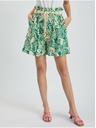 Orsay Krémovo-zelené dámské vzorované kraťasy s příměsí lnu ORSAY