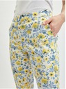 Orsay Žluto-bílé dámské zkrácené květované kalhoty ORSAY