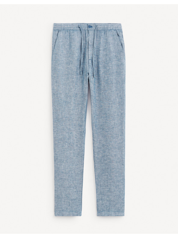 Celio Modré pánské lněné kalhoty Celio Dolinus