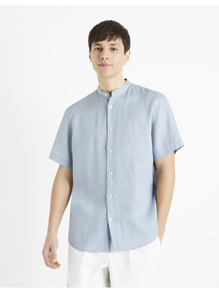 Celio Světle modrá pánská lněná košile Celio Damopoc