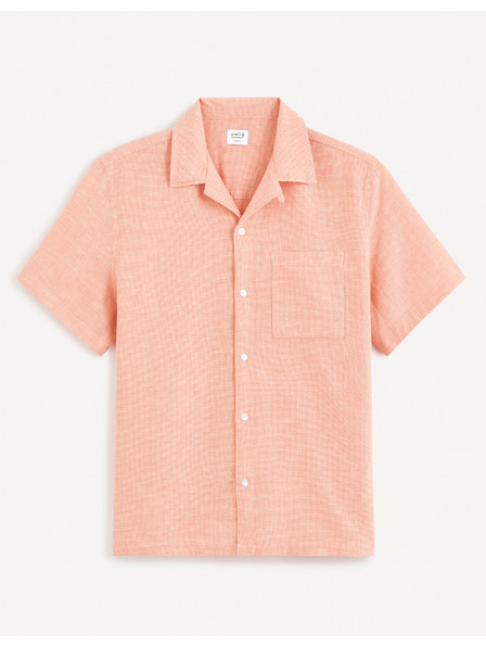 Celio Meruňková pánská lněná košile Celio Fatext