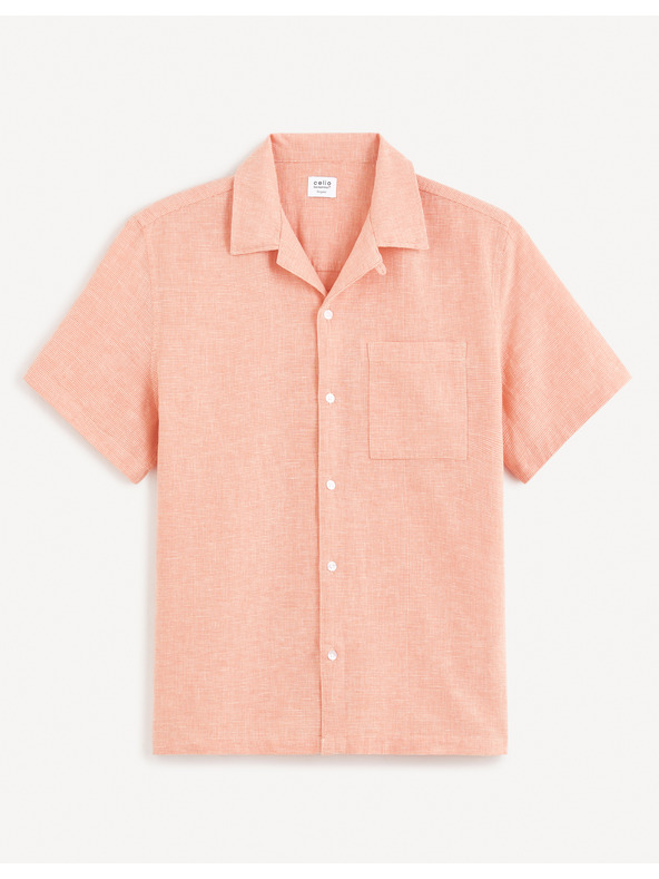 Celio Meruňková pánská lněná košile Celio Fatext