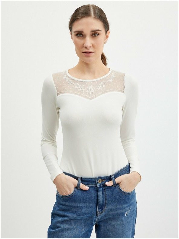 Orsay Krémové dámské body s krajkou ORSAY