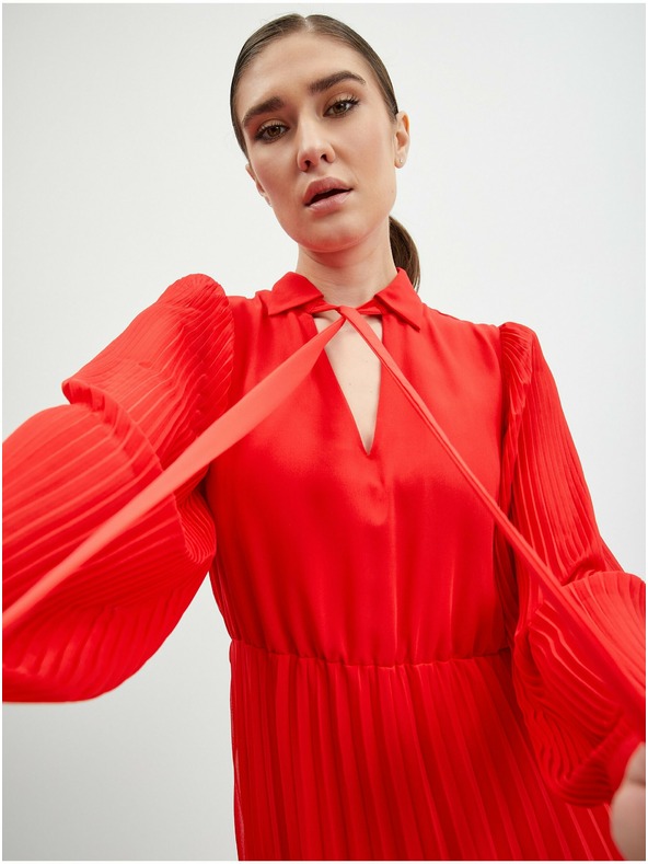 Orsay Červené dámské plisované midišaty ORSAY