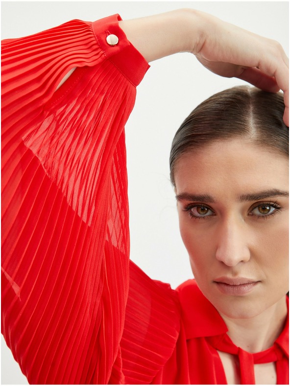 Orsay Červené dámské plisované midišaty ORSAY