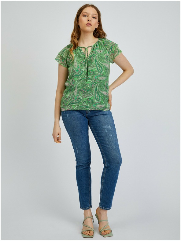 Orsay Zelená dámská vzorovaná halenka ORSAY