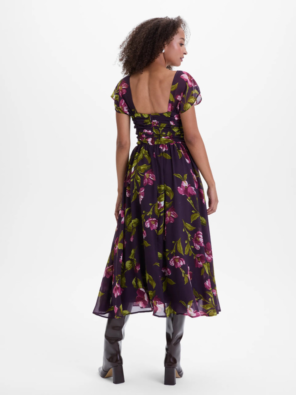 Orsay Fialové dámské midi šaty s květinovým vzorem ORSAY