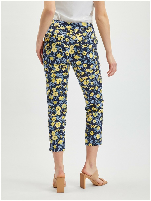 Orsay Žluto-modré dámské zkrácené květované kalhoty ORSAY