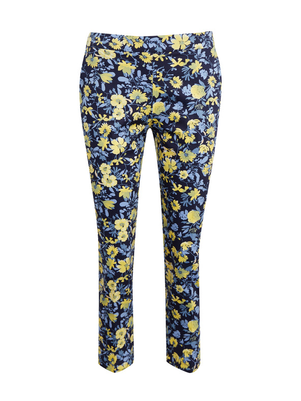 Orsay Žluto-modré dámské zkrácené květované kalhoty ORSAY
