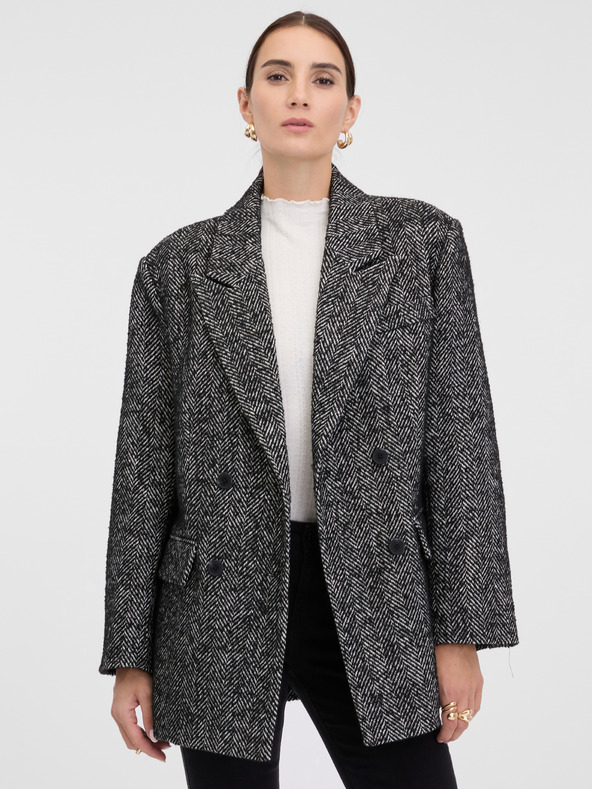 Orsay Tmavě šedý dámský krátký kabát ORSAY