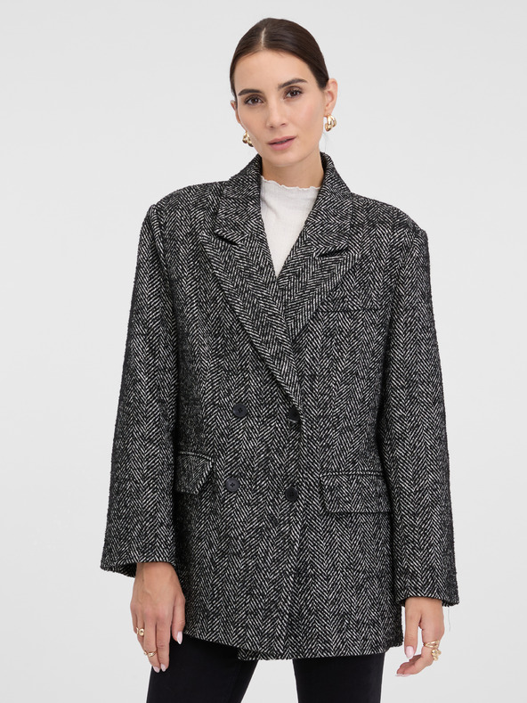 Orsay Tmavě šedý dámský krátký kabát ORSAY