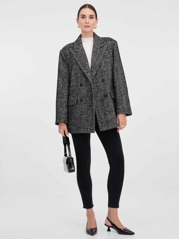 Orsay Tmavě šedý dámský krátký kabát ORSAY