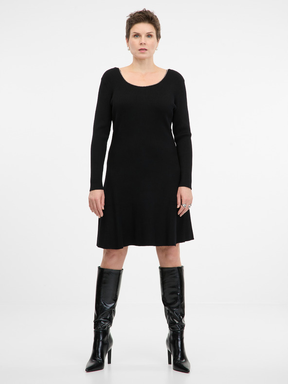 Orsay Černé dámské šaty ke kolenům ORSAY