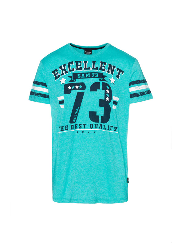 Sam 73 Tyrkysové pánské tričko s potiskem SAM 73