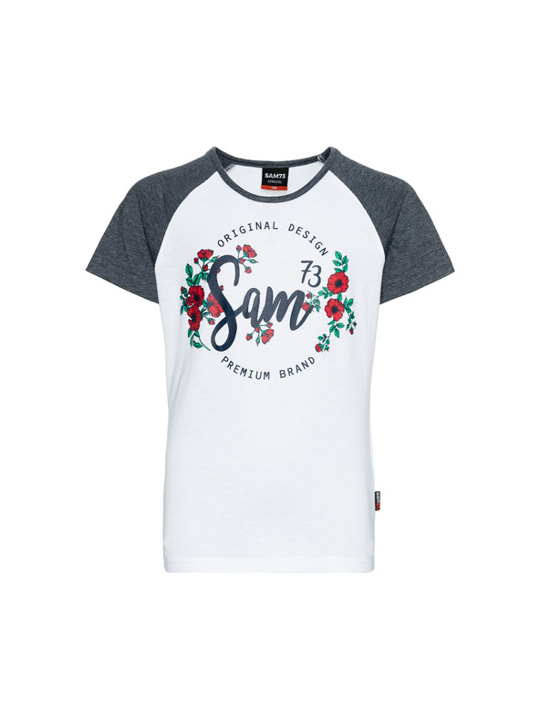 Sam 73 Modro-bílé holčičí tričko s potiskem SAM 73