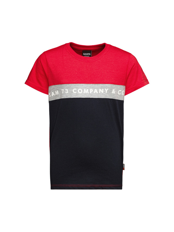 Sam 73 Modro-červené klučičí tričko s nápisem SAM 73