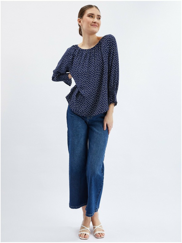 Orsay Tmavě modrá dámská puntíkovaná halenka ORSAY