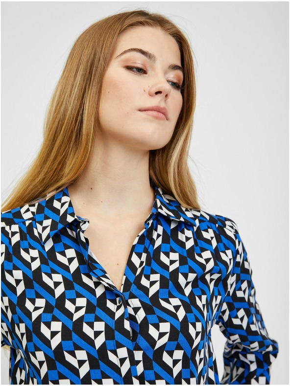 Orsay Černo-modrá dámská vzorovaná halenka ORSAY