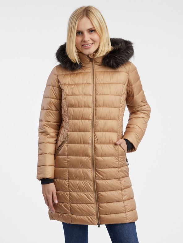 Orsay Světle hnědý dámský prošívaný kabát ORSAY