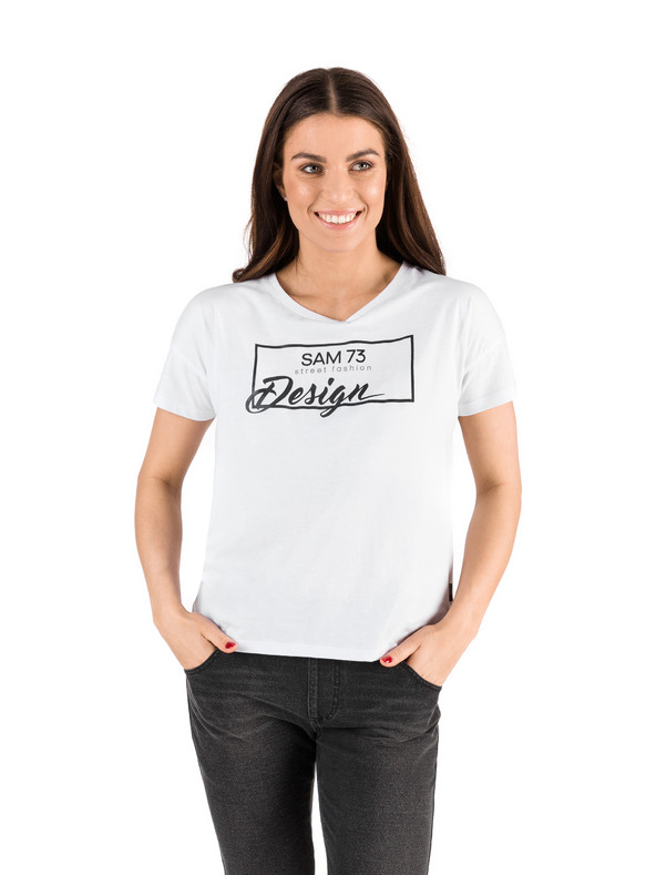 Sam 73 Bílé dámské tričko s potiskem SAM 73