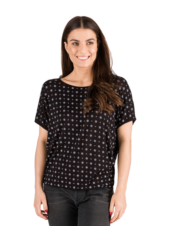 Sam 73 Černé dámské vzorované tričko SAM 73