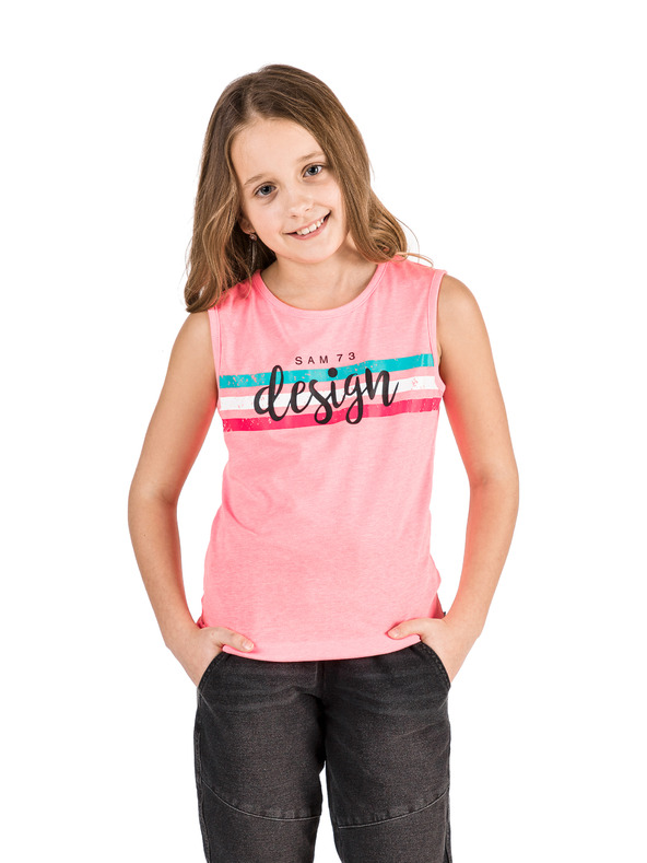 Sam 73 Růžové holčičí tílko s potiskem SAM 73