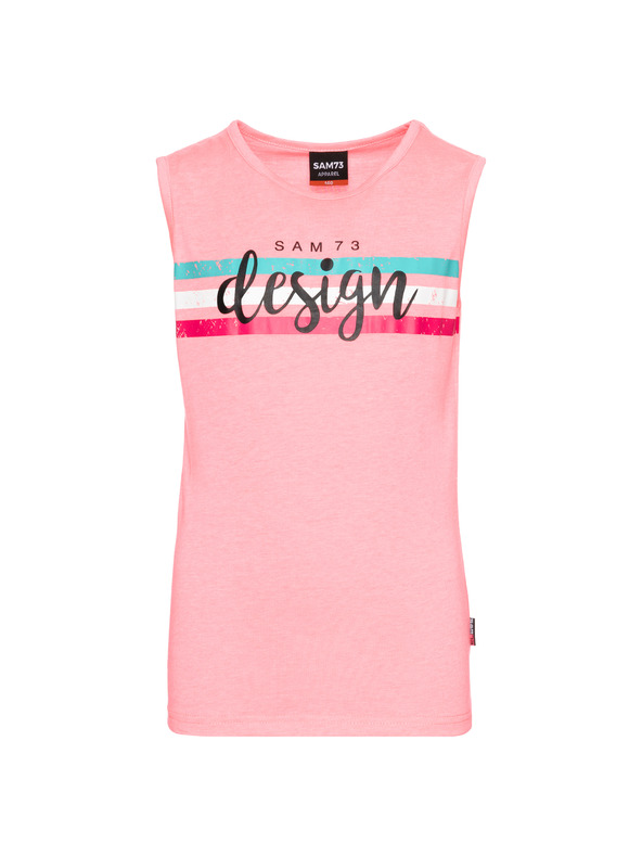 Sam 73 Růžové holčičí tílko s potiskem SAM 73