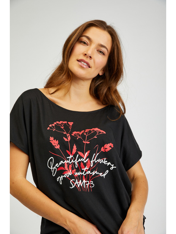 Sam 73 Černé dámské tričko s potiskem SAM73 Circinus