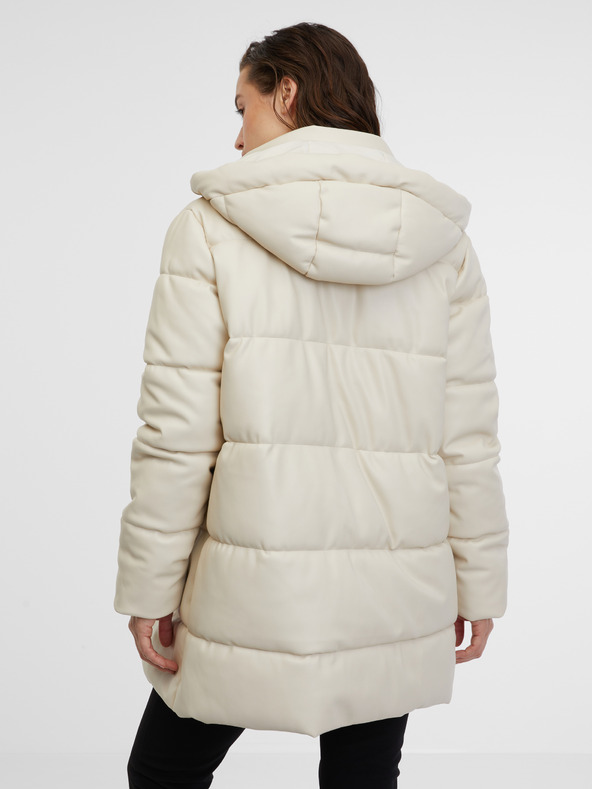 Orsay Krémový dámský prošívaný koženkový kabát ORSAY