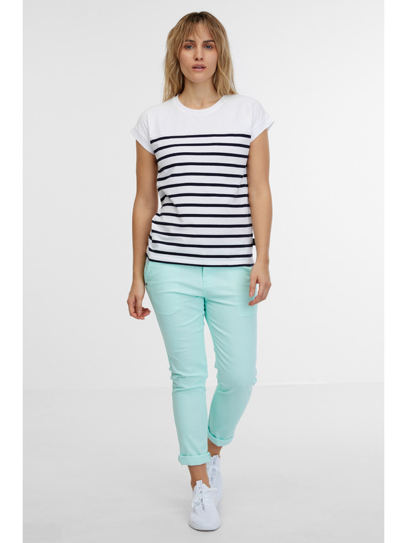 Sam 73 Bílé dámské pruhované tričko SAM 73 Mercedes